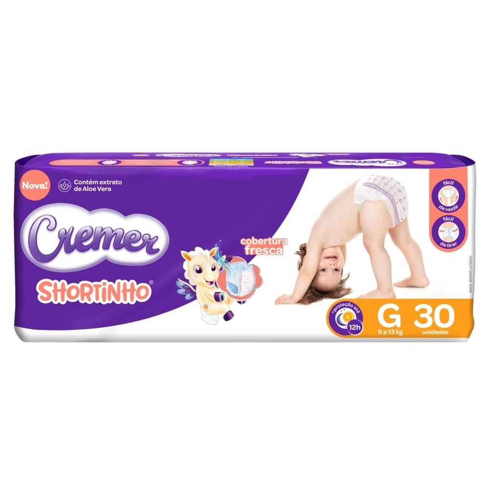 Fralda Descartável de Vestir Cremer Shortinho G 30un 9 a 13kg