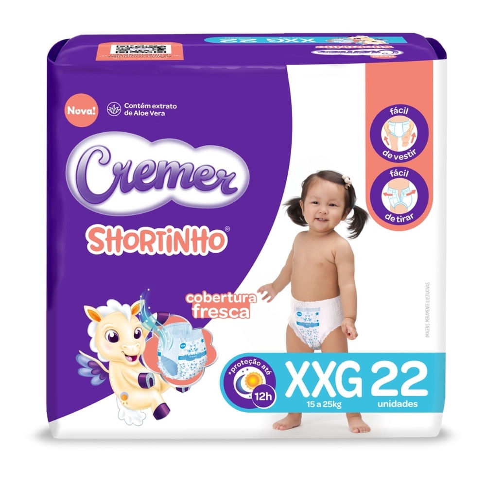 Fralda Descartável Hipoalergênica Cremer Shortinho Mega XXG 22un