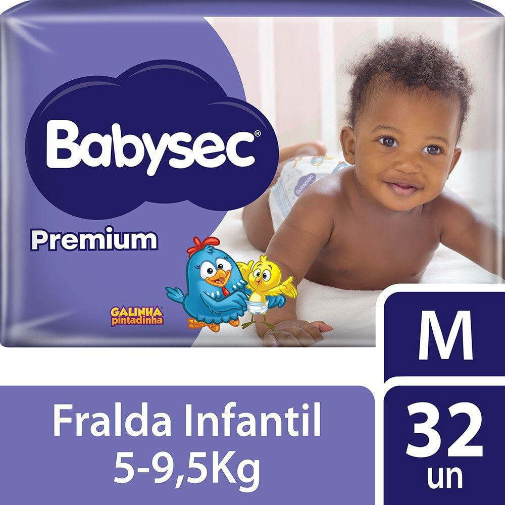 Fralda 32 Unidades M Babysec Premium Galinha Pintadinha Toque Macio
