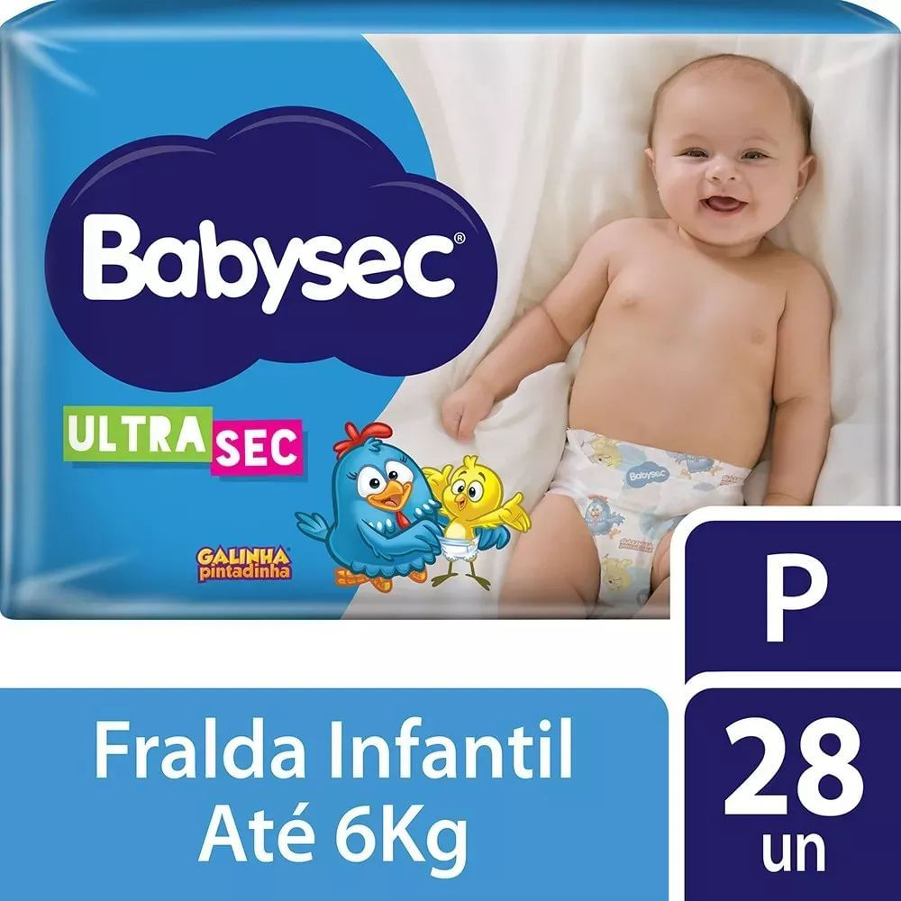 Fralda Descartável com Aloe Vera Babysec Ultrasec Galinha Pintadinha 28un P