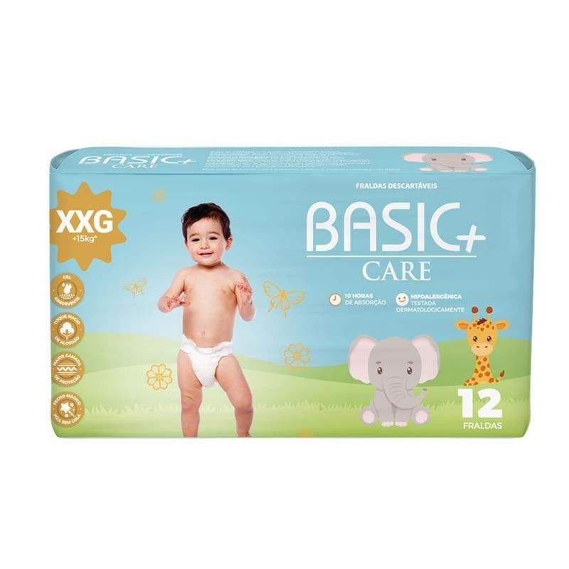 Fralda Descartável Dermatologicamente Testada Basic+ Care 12un EEG