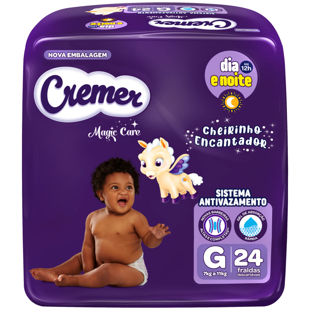 Fralda Descartável Dermatologicamente Testada Cremer Jumbo Magic Care 24un G