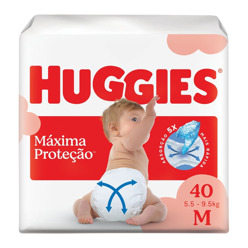 Fralda Descartável Dermatologicamente Testada Huggies Máxima Proteção 40un Tamanho M