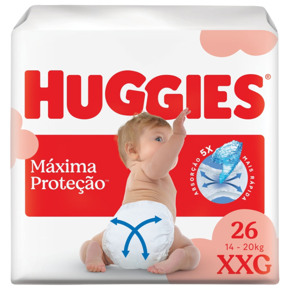 Fralda Descartável Extra Absorção Huggies Máxima Proteção 26un XXG