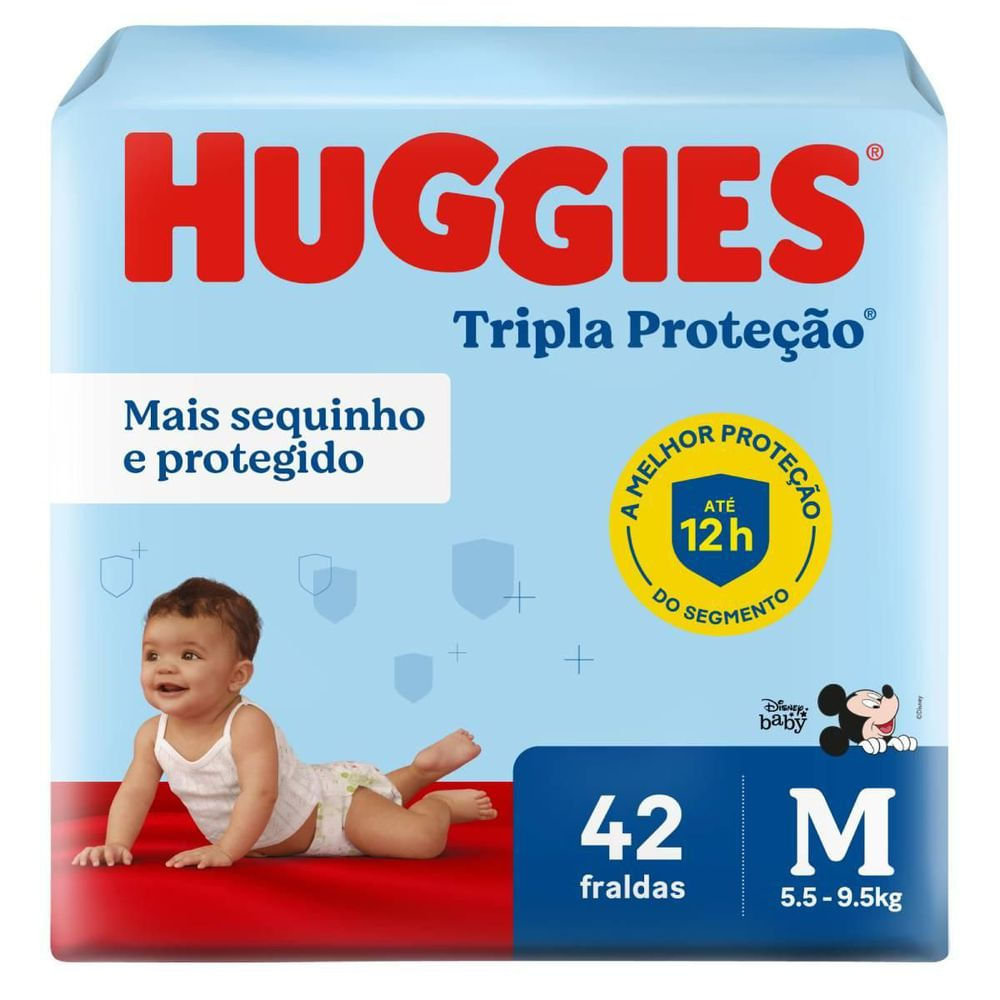 Fralda Descartável Hipoalergênica Huggies Tripla Proteção 42un Tamanho M