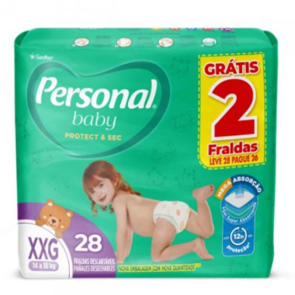 Fralda 28 Unidades XXG Personal Proteção 12h Superabsorção