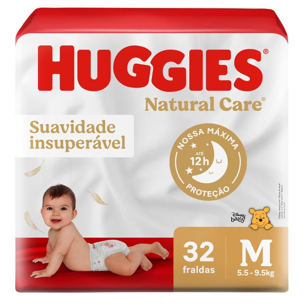 Fralda Descartável Hipoalergênica Huggies Natural Care M 32un