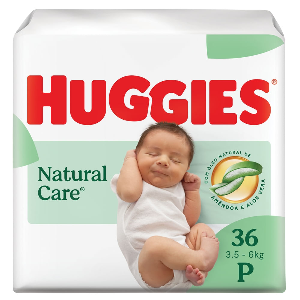 Fralda Descartável Hipoalergênica Huggies Natural Care 36un Tamanho P
