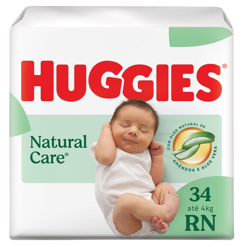 Fralda Descartável Hipoalergênica Huggies Natural Care RN 34un