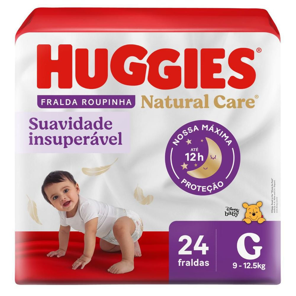 Fralda Descartável 24 Unidades G Huggies Natural Care Proteção 12h