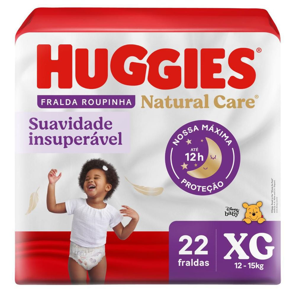 Fralda Descartável 22 Unidades XG Huggies Natural Care Toque Suave