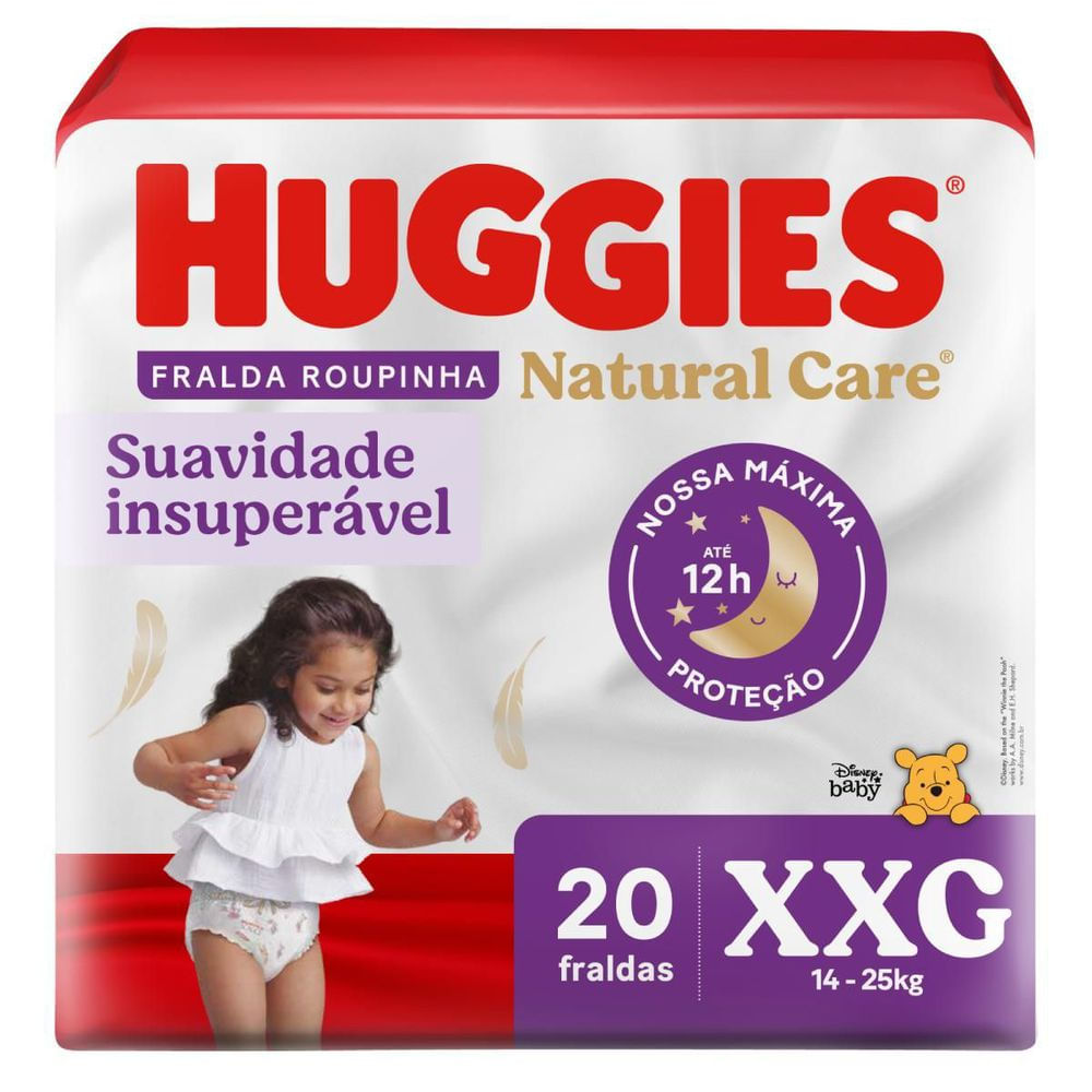 Fralda Descartável Hipoalergênica Huggies Natural Care Roupinha XXG 20un