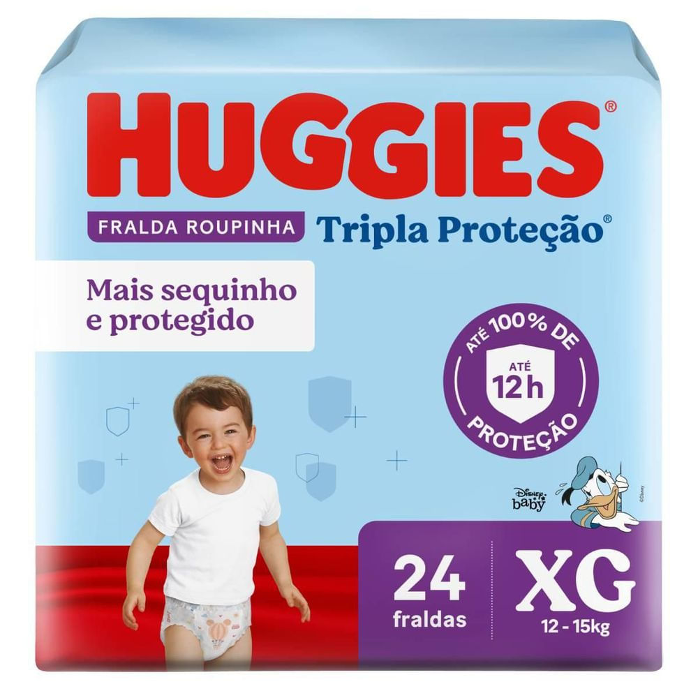 Fralda Descartável Roupinha Extra Absorção Huggies Tripla Proteção 24un XG