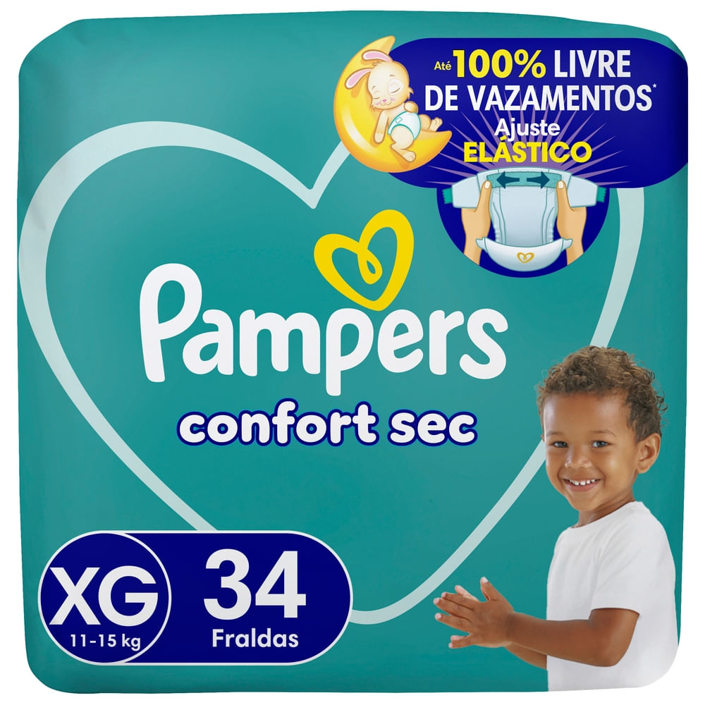 Fralda Descartável Hipoalergênica Pampers Confort Sec 34un XG