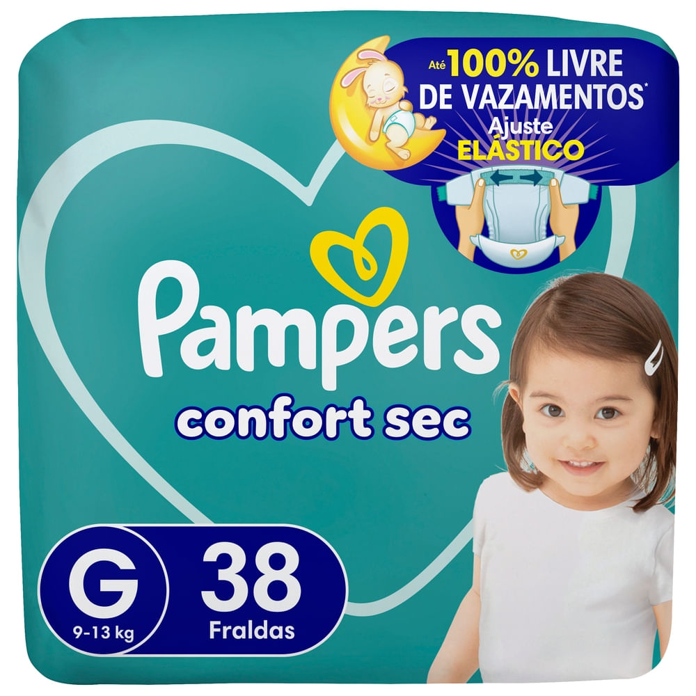 Fralda 38 Unidades G Pampers Confort Sec Proteção Antivazamentos