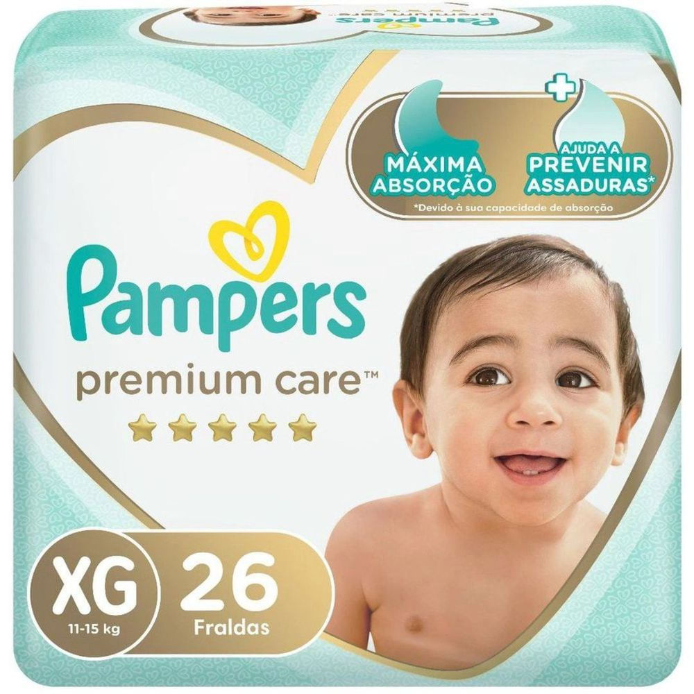 Fralda Descartável Hipoalergênica Pampers Premium Care XG 26un
