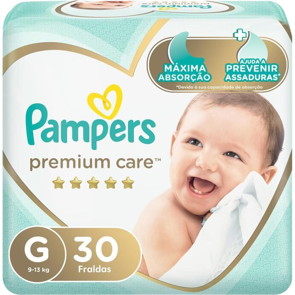 Fralda Hipoalergênica Pampers Premium Care 30un Tamanho G