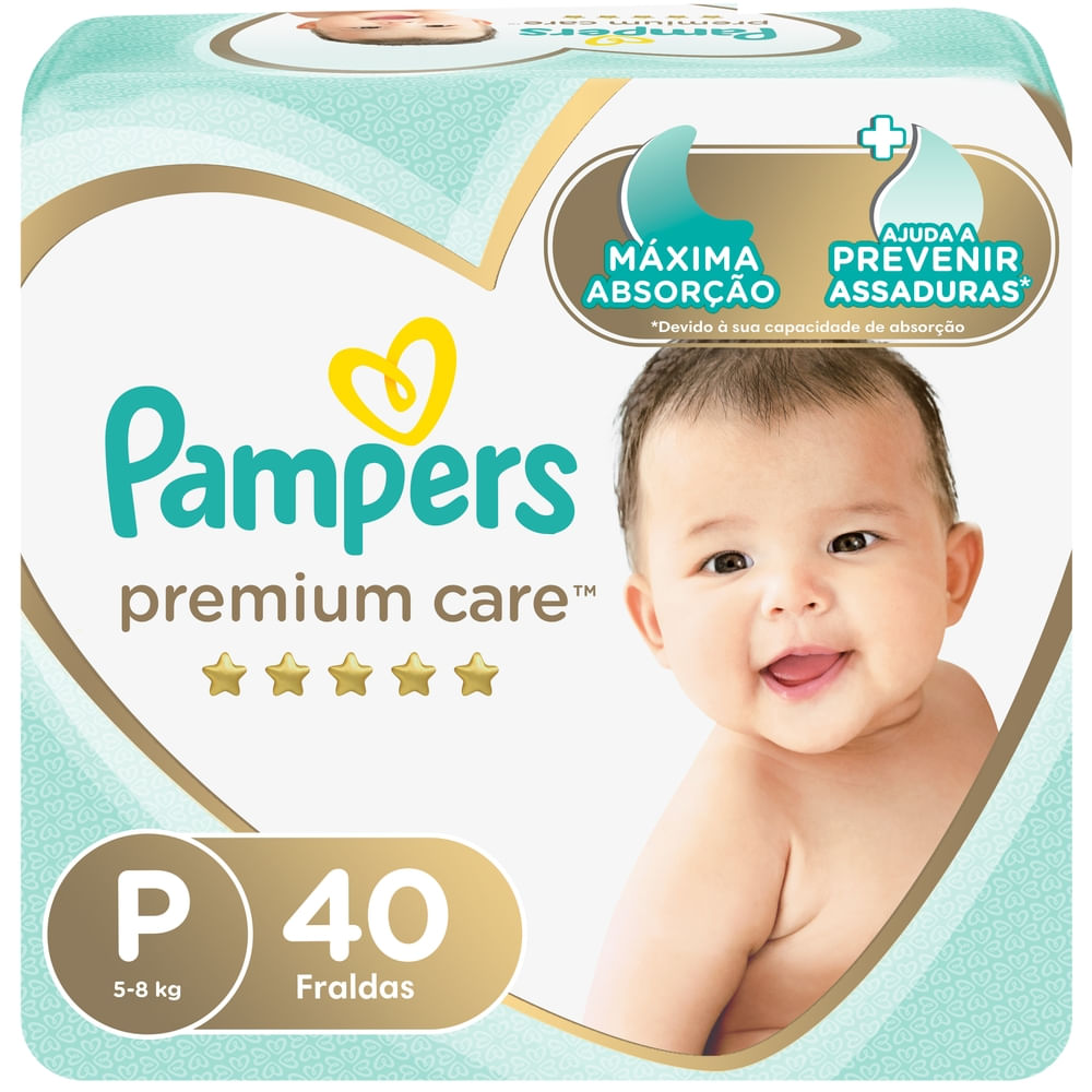Fralda Descartável Hipoalergênica Pampers Premium Care P 40un