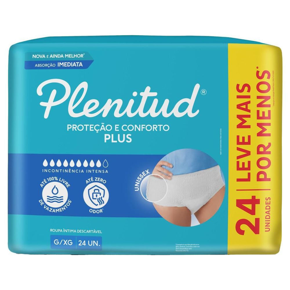 Roupa Íntima para Incontinência Plenitud Plus G/XG 24un